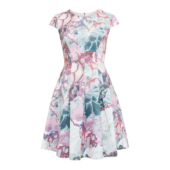 Ted Baker Pastel Succulent Mini Skater Dress 0 - Picture 7 of 16